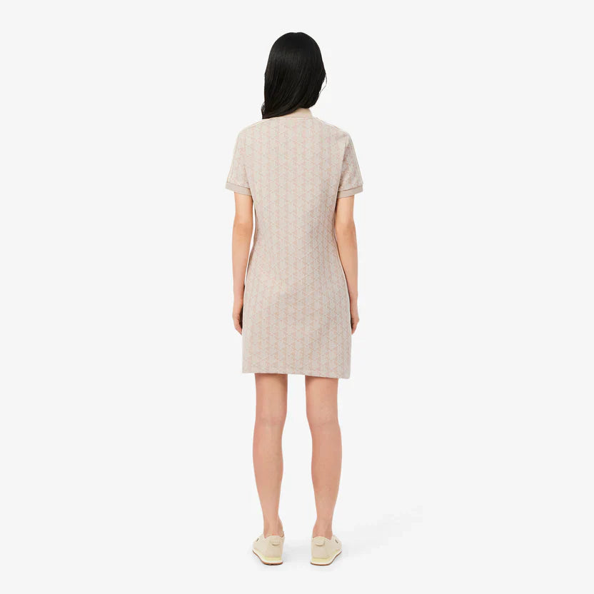 Lacoste Women's Slim fit monogram jacquard polo dress