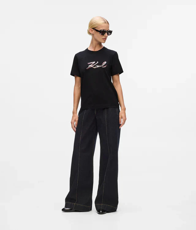 Karl Lagerfeld Women's Sequin Signature T-shirt