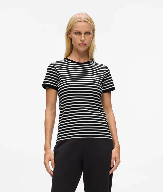 Karl Lagerfeld Women's Ikon striped rib T-shirt