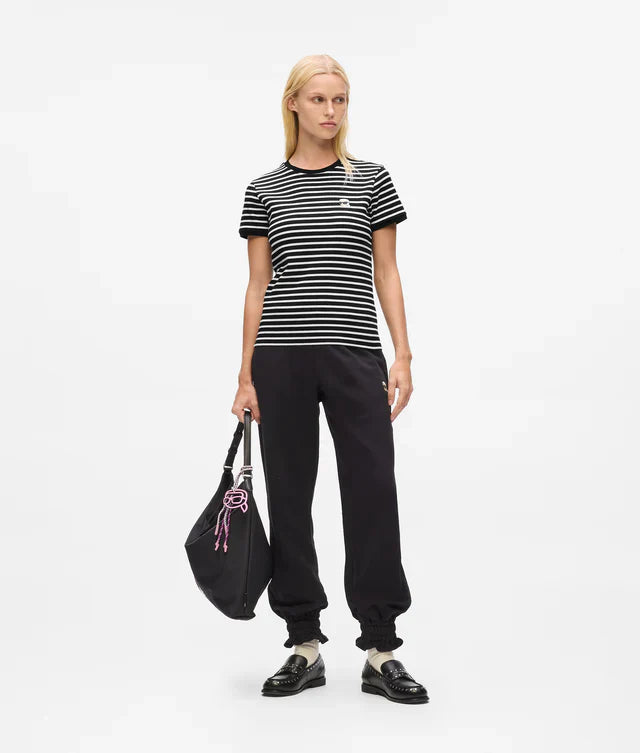 Karl Lagerfeld Women's Ikon striped rib T-shirt