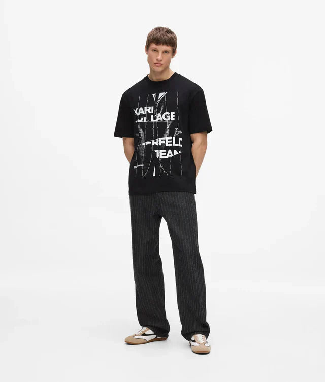 Karl Lagerfeld Relaxed pinstripe graphic T-shirt