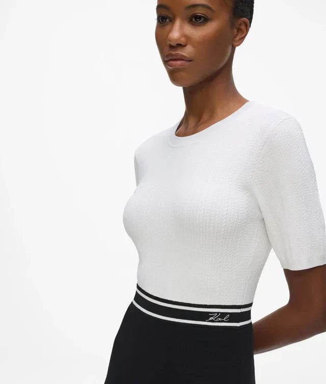 Karl Lagerfeld Women's Logo two-tone knit dress