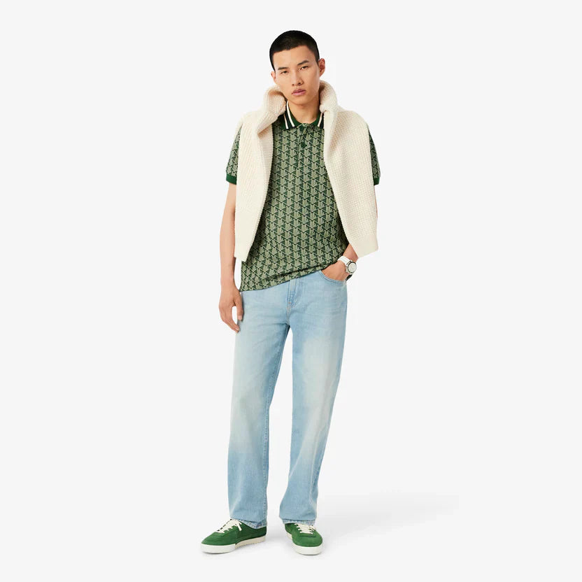 Lacoste Classic fit monogram jacquard polo shirt