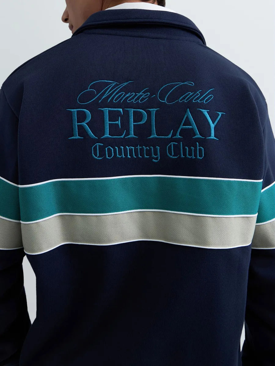 REPLAY MEN'S MONTE CARLO COUNTRY CLUB COLLECTION SWEATSHIRT WITH CONTRASTING BANDS