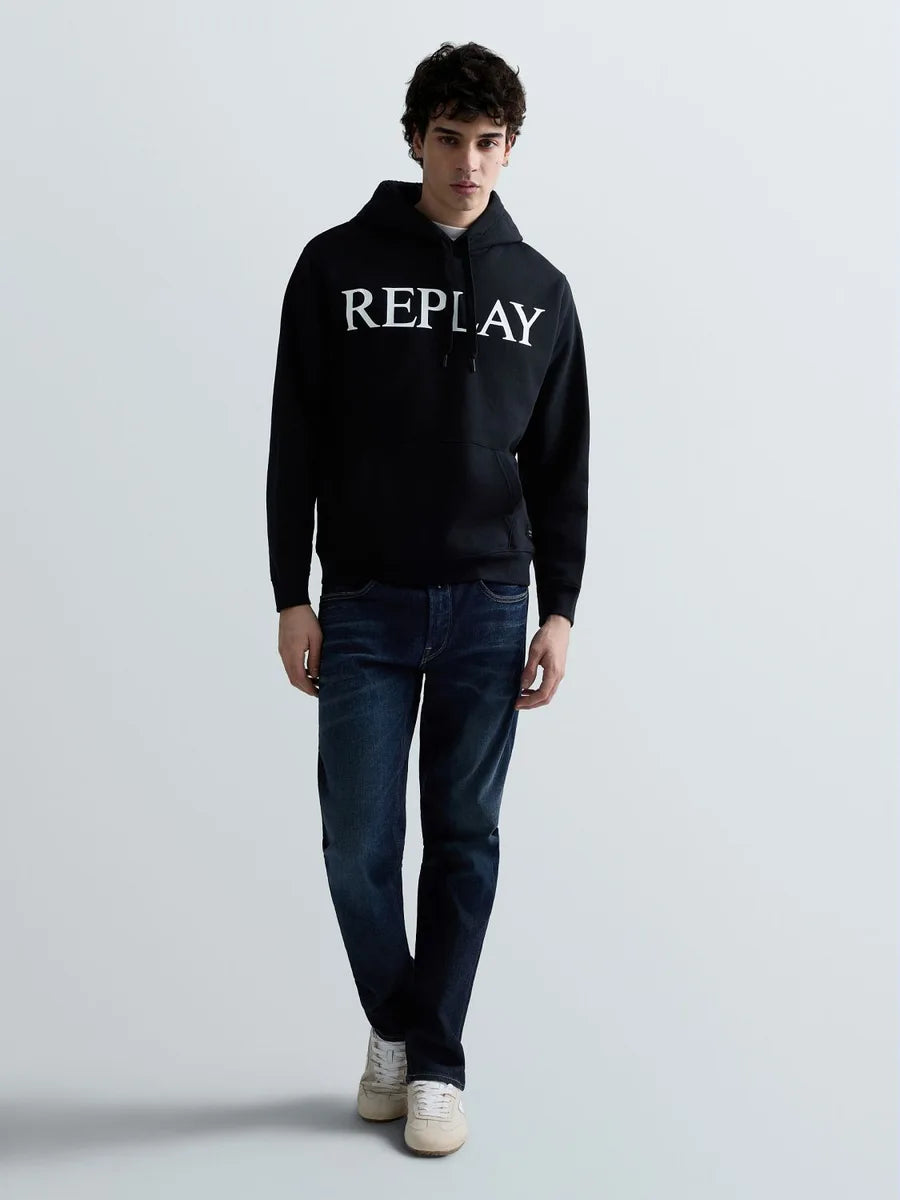 REPLAY MEN'S HOODIE WITH LETTERING