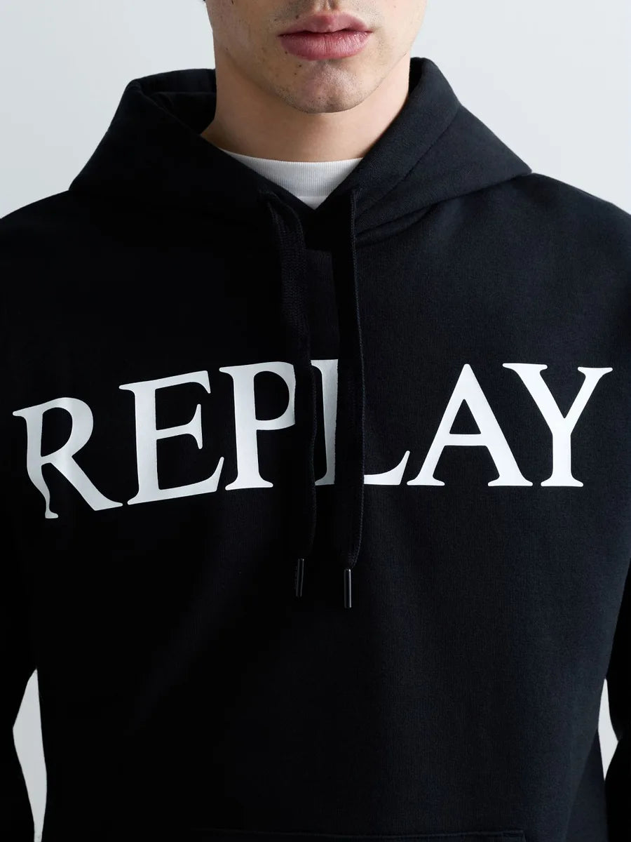 REPLAY MEN'S HOODIE WITH LETTERING