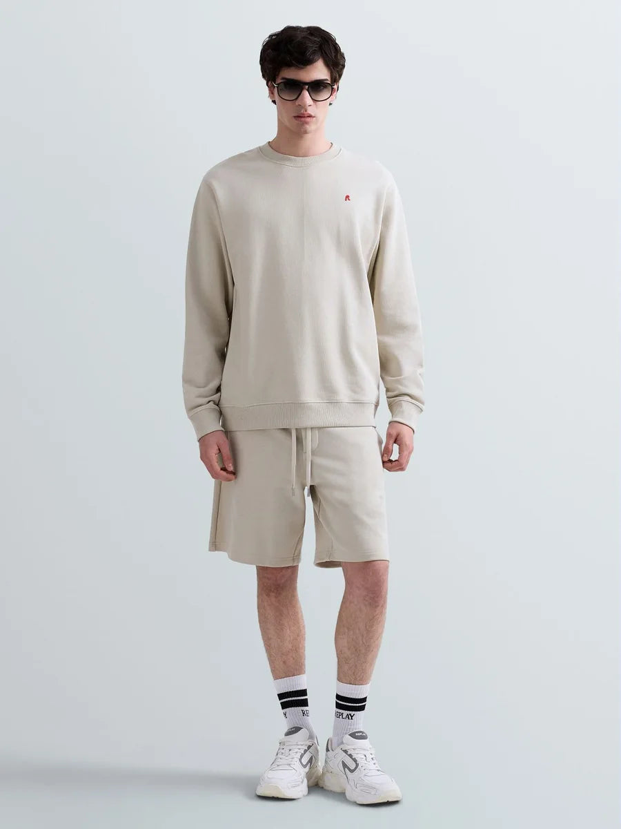 REPLAY MEN'S TERRY COTTON SWEATSHIRT WITH R EMBROIDERY