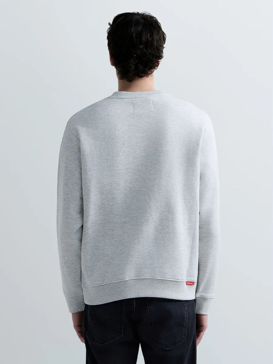REPLAY MEN'S TERRY COTTON SWEATSHIRT WITH R EMBROIDERY