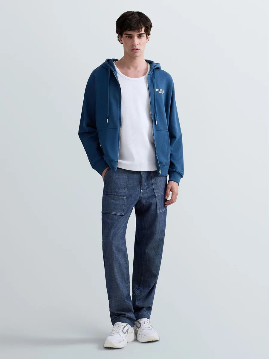 REPLAY MEN'S TERRY COTTON ZIP-UP HOODIE
