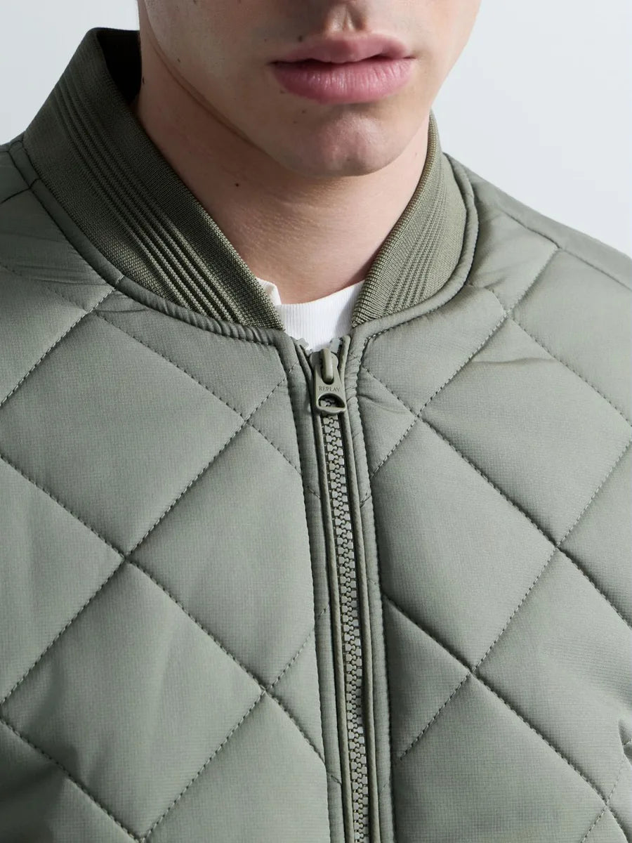 REPLAY MEN'S QUILTED RIPSTOP BOMBER JACKET