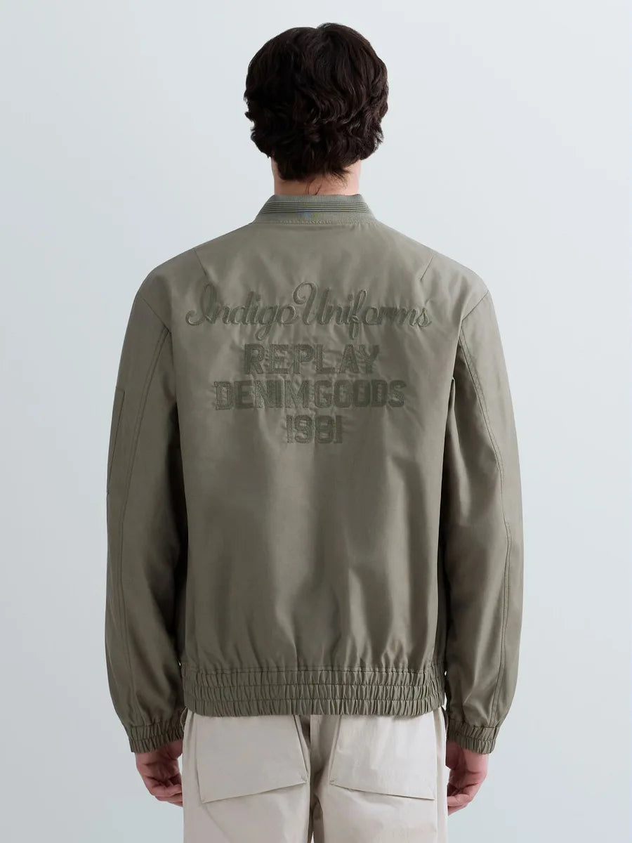 REPLAY MEN'S TWILL BOMBER WITH LETTERING