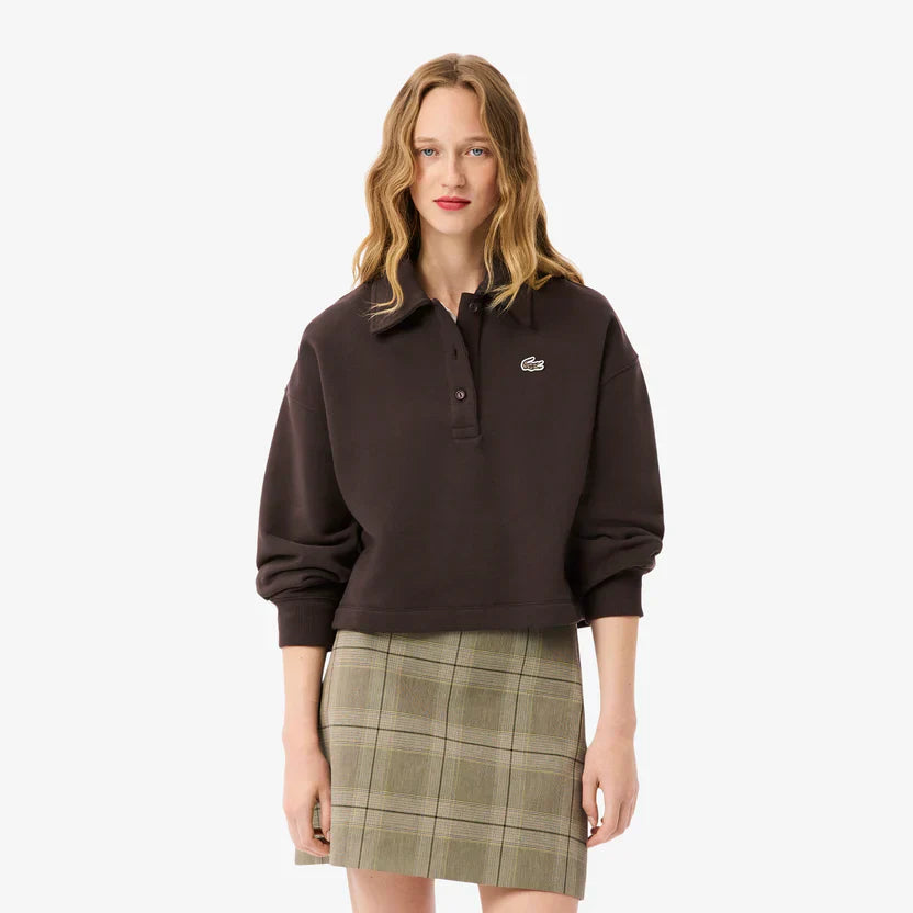 Lacoste Women's Oversized fleece polo collar sweatshirt