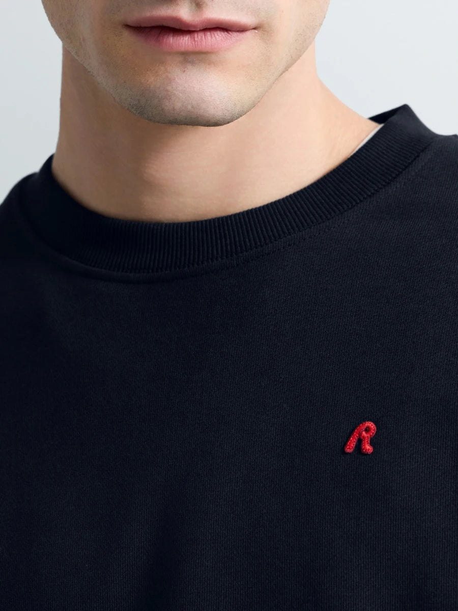 REPLAY MEN'S TERRY COTTON SWEATSHIRT WITH R EMBROIDERY